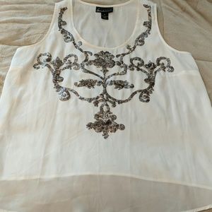 Off-White Camisole With Bronze Sequin Design